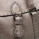 FENDI Celeria Hand Bag Leather Silver Auth 88496-16