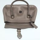 FENDI Celeria Hand Bag Leather Silver Auth 88496-9