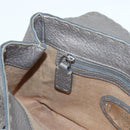 FENDI Celeria Hand Bag Leather Silver Auth 88496-21