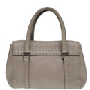 FENDI Celeria Hand Bag Leather Silver Auth 88496-24