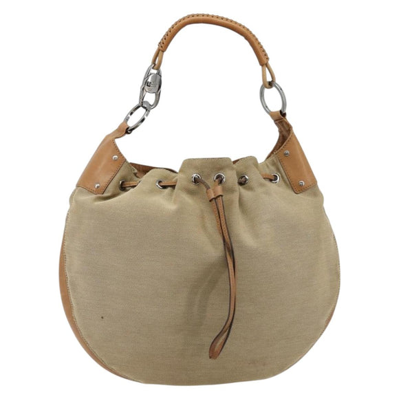 GUCCI Schoudertas Canvas Leer Beige Bruin Zilver 109210 Auth 88498