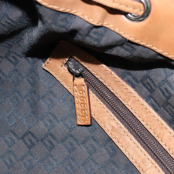 GUCCI Schoudertas Canvas Leer Beige Bruin Zilver 109210 Auth 88498