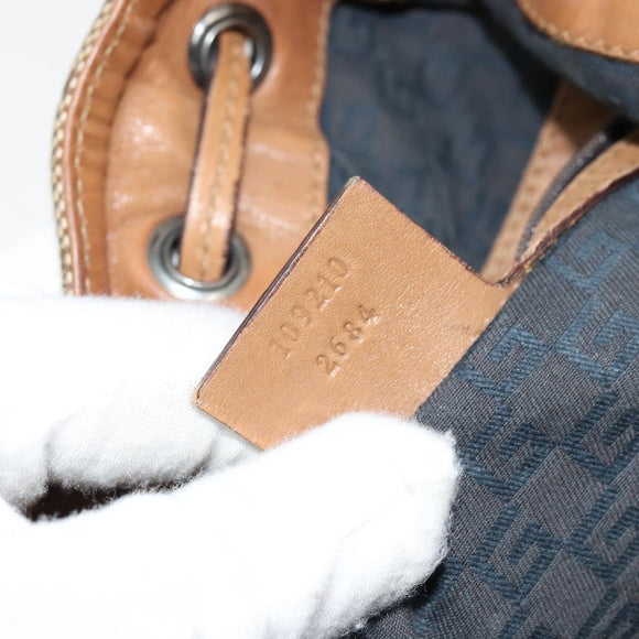 GUCCI Schoudertas Canvas Leer Beige Bruin Zilver 109210 Auth 88498