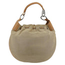 GUCCI Schoudertas Canvas Leer Beige Bruin Zilver 109210 Auth 88498-2