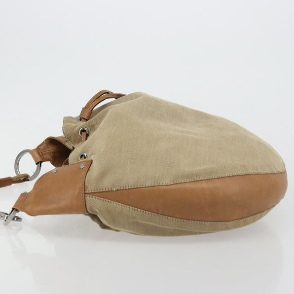 GUCCI Schoudertas Canvas Leer Beige Bruin Zilver 109210 Auth 88498