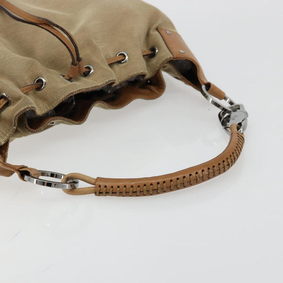 GUCCI Schoudertas Canvas Leer Beige Bruin Zilver 109210 Auth 88498