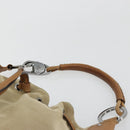 GUCCI Schoudertas Canvas Leer Beige Bruin Zilver 109210 Auth 88498-8