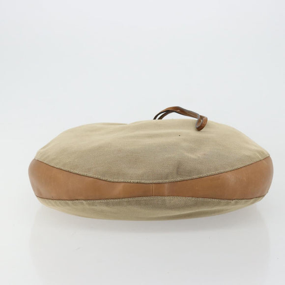 GUCCI Schoudertas Canvas Leer Beige Bruin Zilver 109210 Auth 88498