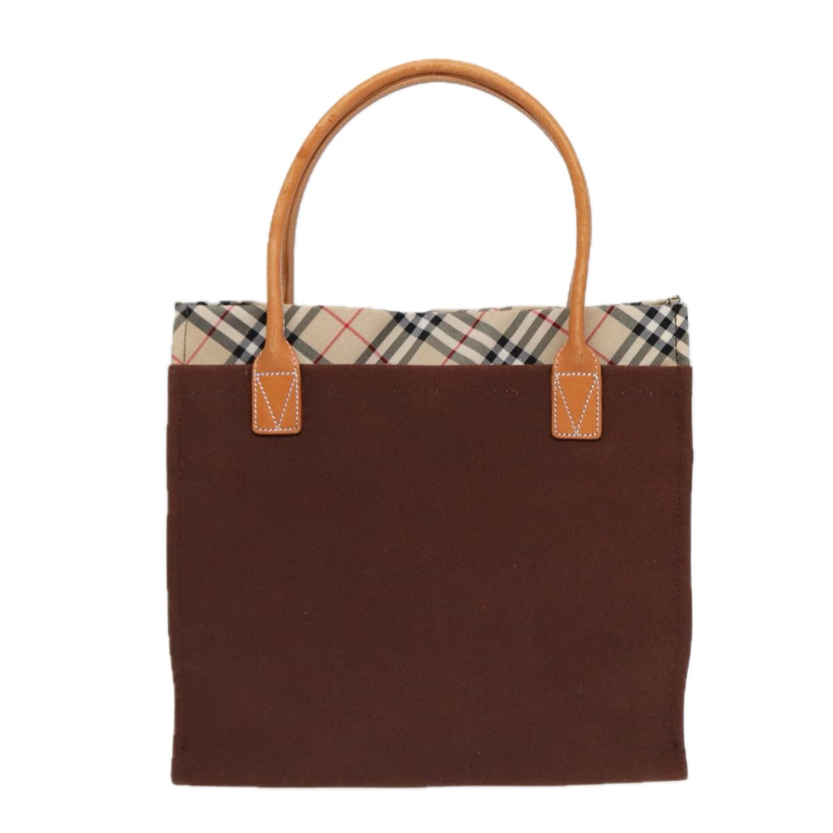 BURBERRY Nova Check Tote Bag Canvas Beige Brown Silver Auth 88500