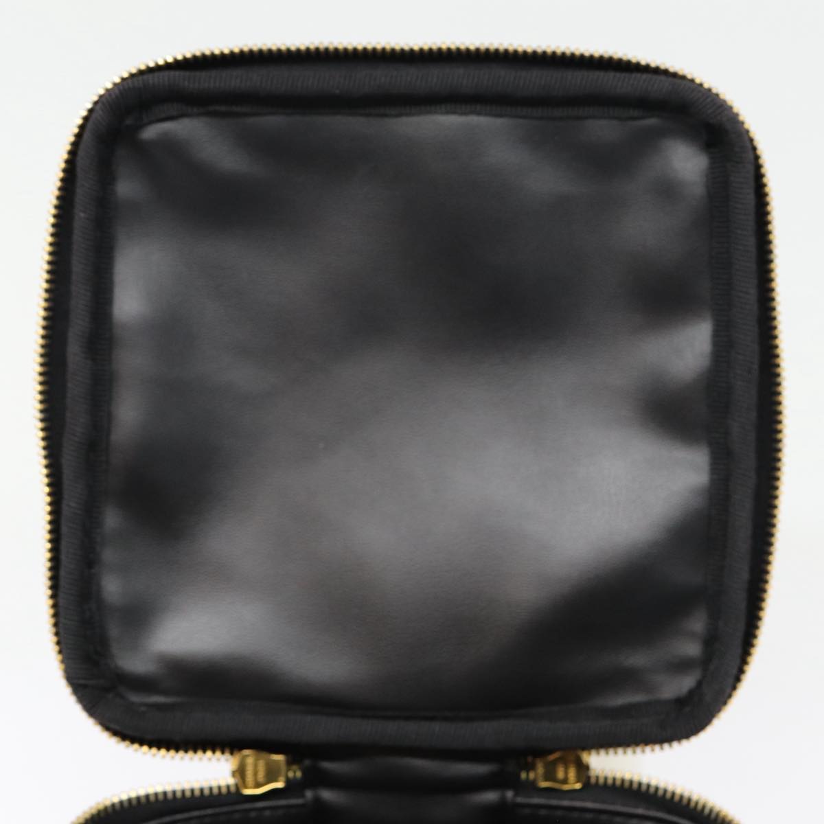 CHANEL COCO Mark Vanity Pouch Enamel Black Gold CC Auth 88553