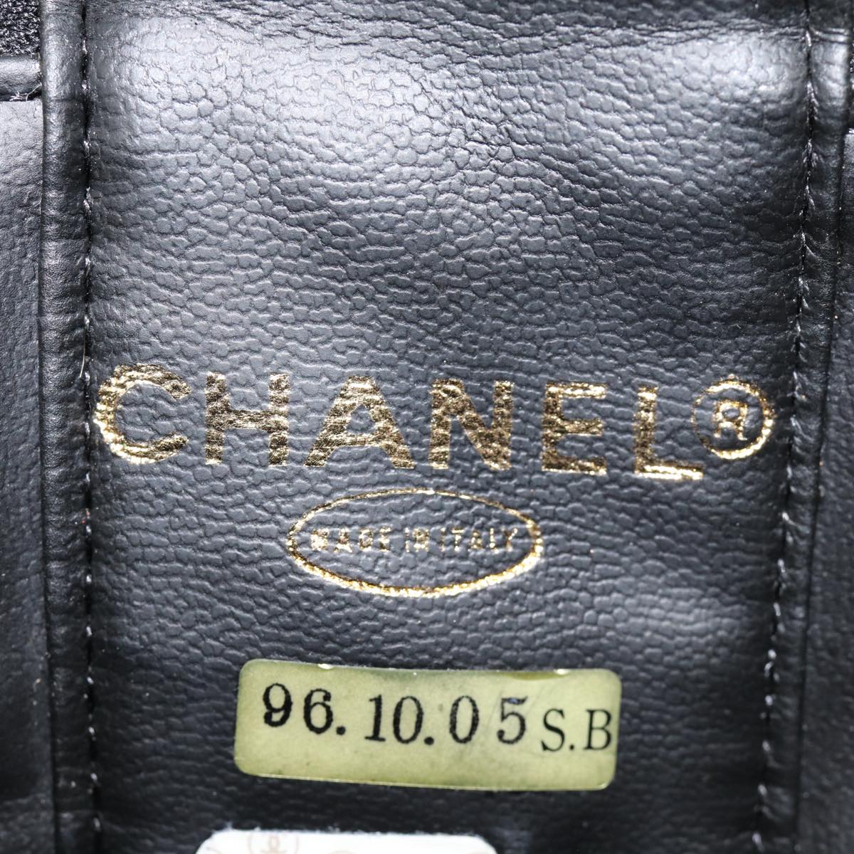 CHANEL COCO Mark Vanity Pouch Enamel Black Gold CC Auth 88553