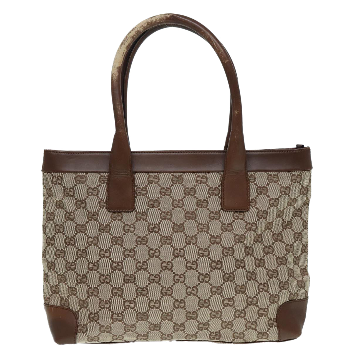 GUCCI GG Canvas Tote Bag Beige Gold 33890 Auth 88576