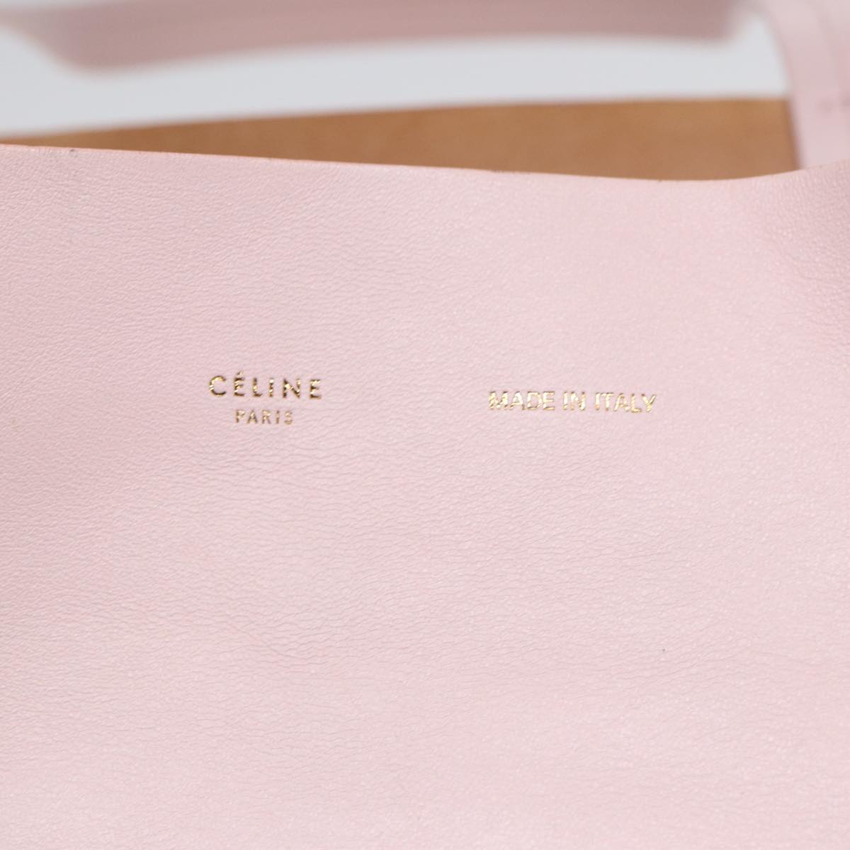 CELINE Horizontalkava Tote Bag Leather Pink Gold Auth 88614