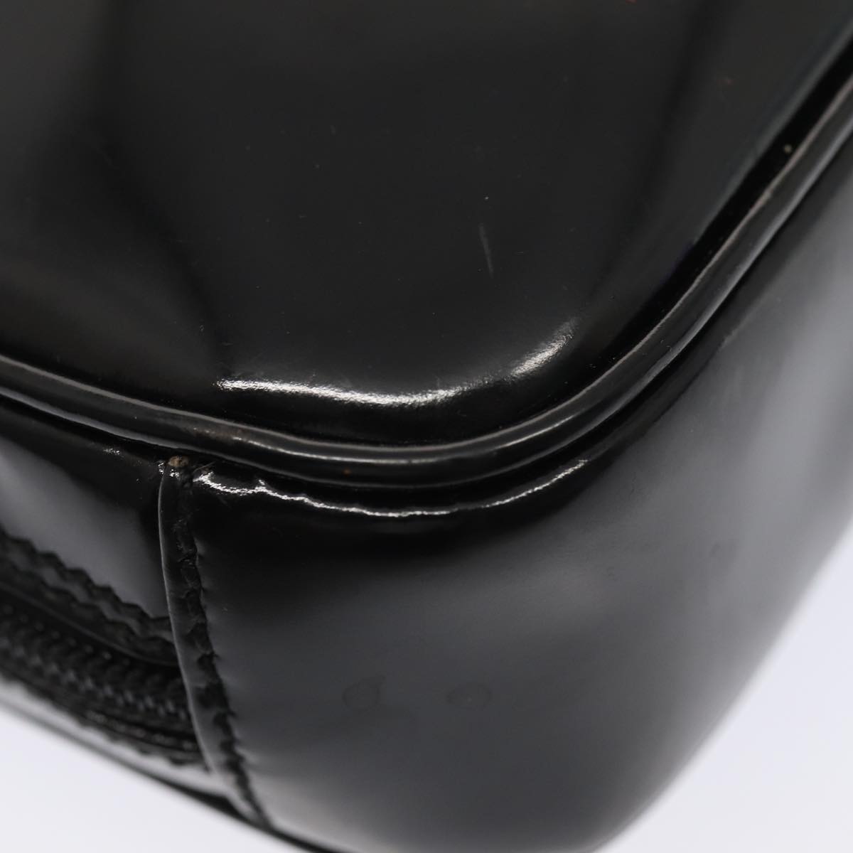 GUCCI Clutch Bag Patent leather Black Silver Auth 88615