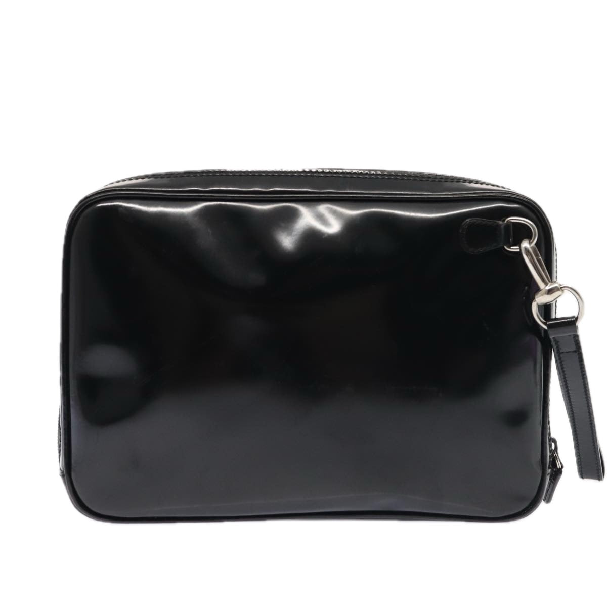 GUCCI Clutch Bag Patent leather Black Silver Auth 88615 - 0