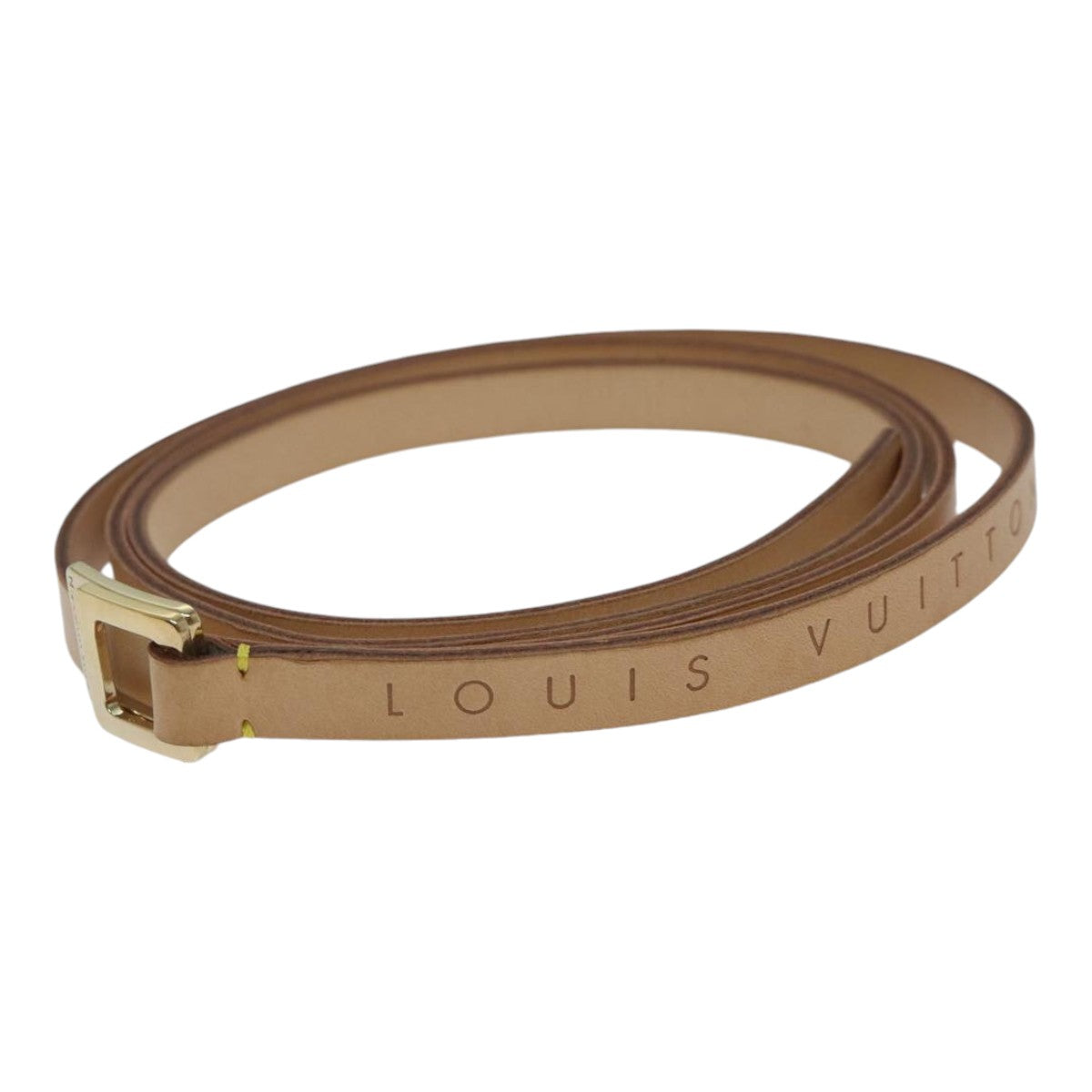 LOUIS VUITTON Belt Leather M Beige LV Auth 88629