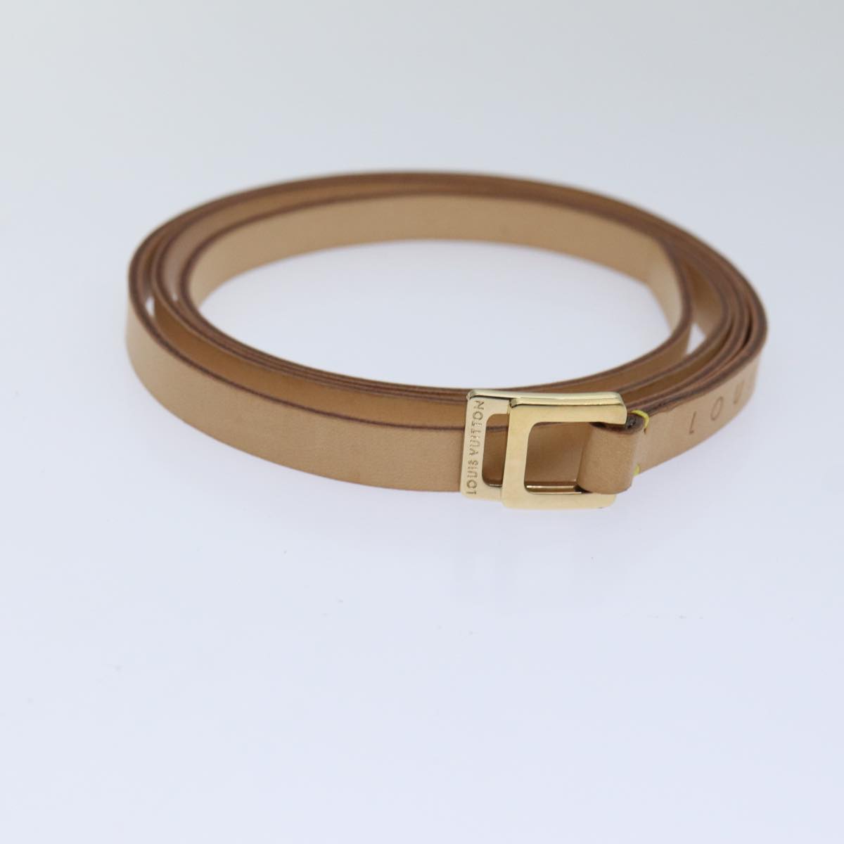 LOUIS VUITTON Belt Leather M Beige LV Auth 88629