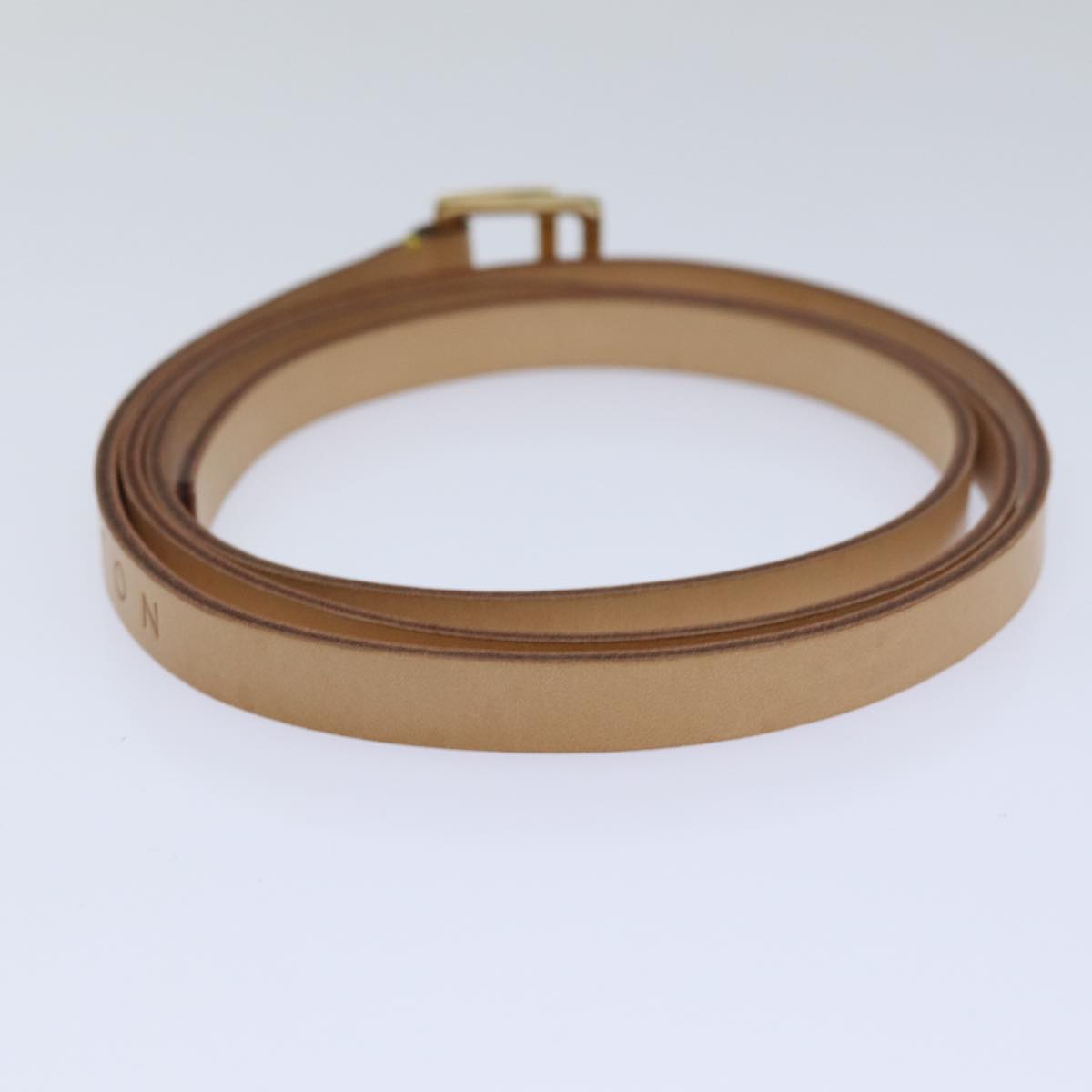 LOUIS VUITTON Belt Leather M Beige LV Auth 88629