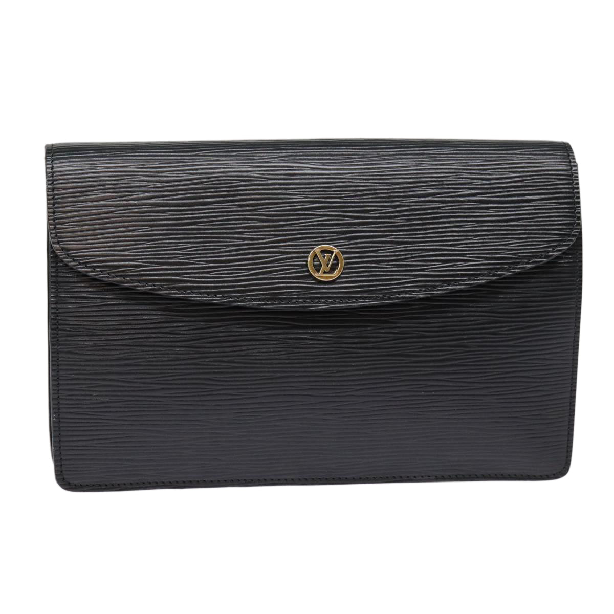 LOUIS VUITTON Epi Montaigne 23 Clutch Bag Black M52662 LV Auth 88630