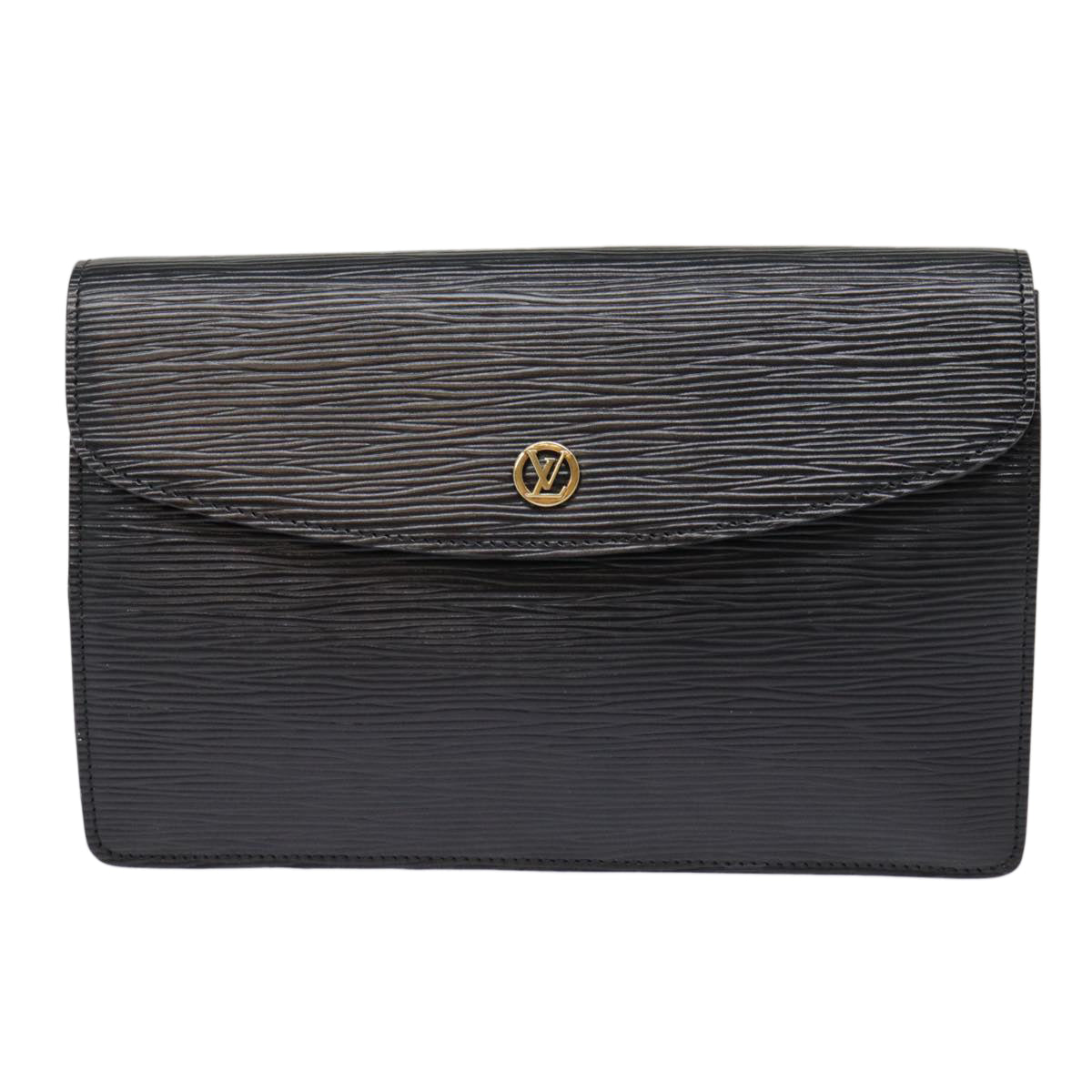 LOUIS VUITTON Epi Montaigne 23 Clutch Bag Black M52662 LV Auth 88630