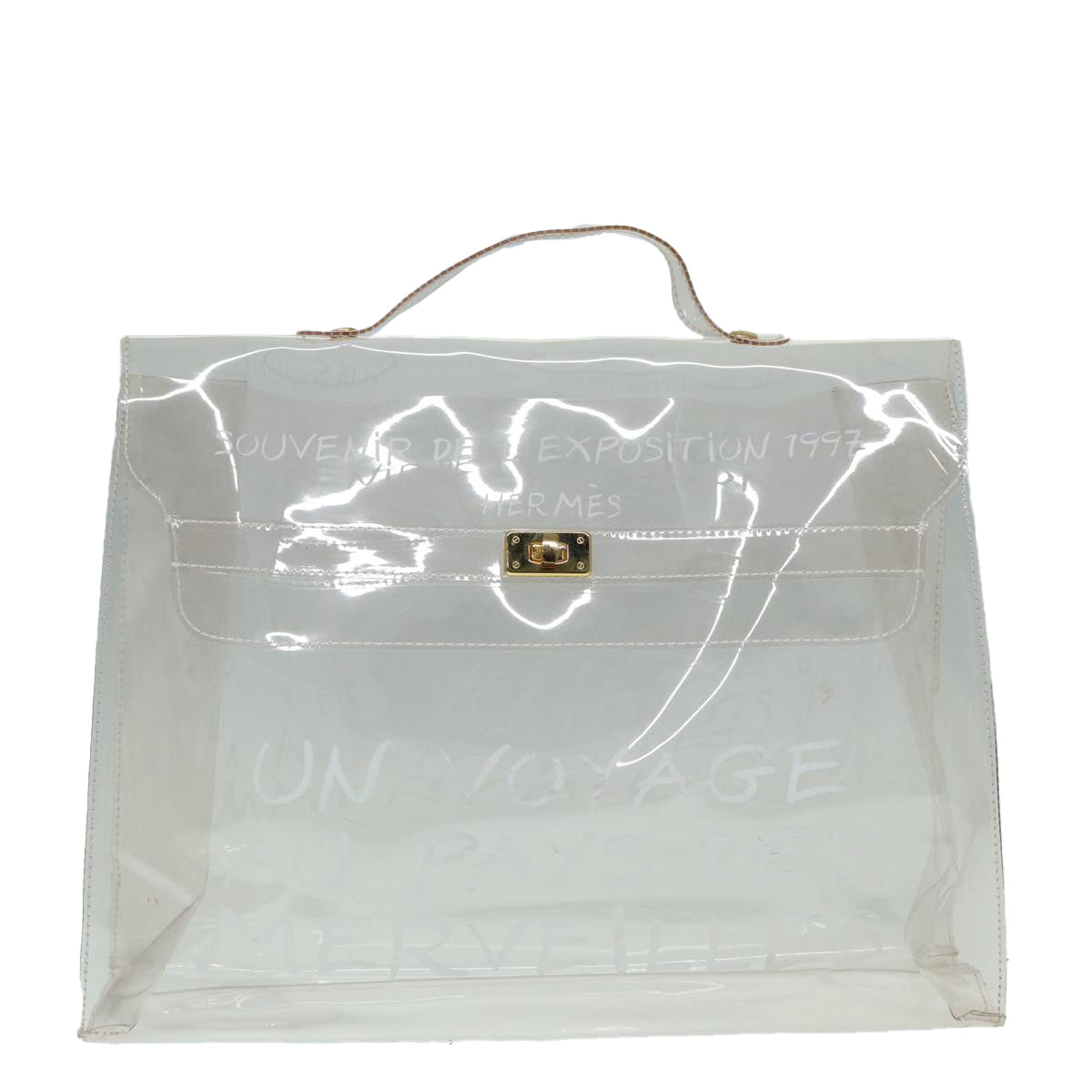 HERMES Vinyl Kelly Hand Bag Vinyl Clear Auth 88638 - 0