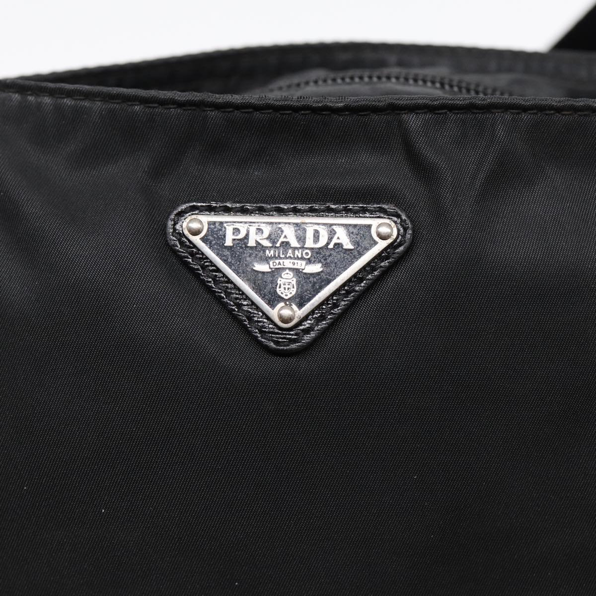 PRADA Shoulder Bag Nylon Black Silver Auth 88653