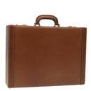 LOEWE Anagram Attache Case Trunk Leather Brown Gold Auth 88655-1