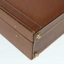 LOEWE Anagram Attache Case Trunk Leather Brown Gold Auth 88655-14