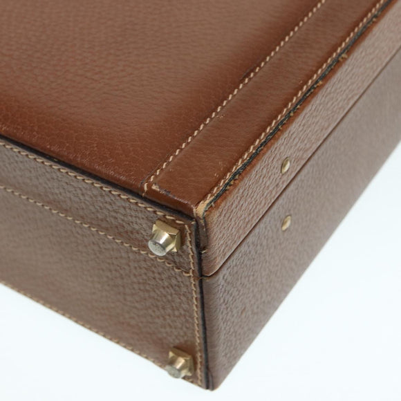 LOEWE Anagram Aktenkoffer Truhe Leder Braun Gold Auth 88655