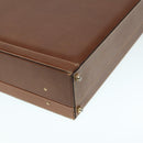 LOEWE Anagram Attache Case Trunk Leather Brown Gold Auth 88655-16