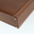 LOEWE Anagram Attache Case Trunk Leather Brown Gold Auth 88655-9