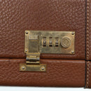 LOEWE Anagram Attache Case Trunk Leather Brown Gold Auth 88655-10