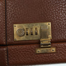LOEWE Anagram Attache Case Trunk Leather Brown Gold Auth 88655-18