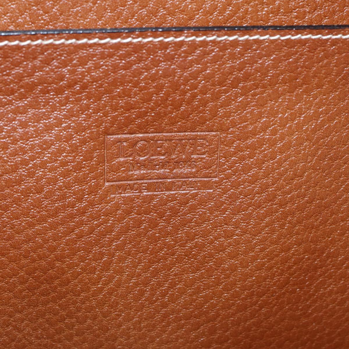 LOEWE Anagram Attache Case Trunk Leather Brown Gold Auth 88655