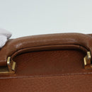 LOEWE Anagram Attache Case Trunk Leather Brown Gold Auth 88655-8