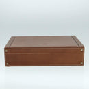 LOEWE Anagram Aktenkoffer Truhe Leder Braun Gold Auth 88655-5