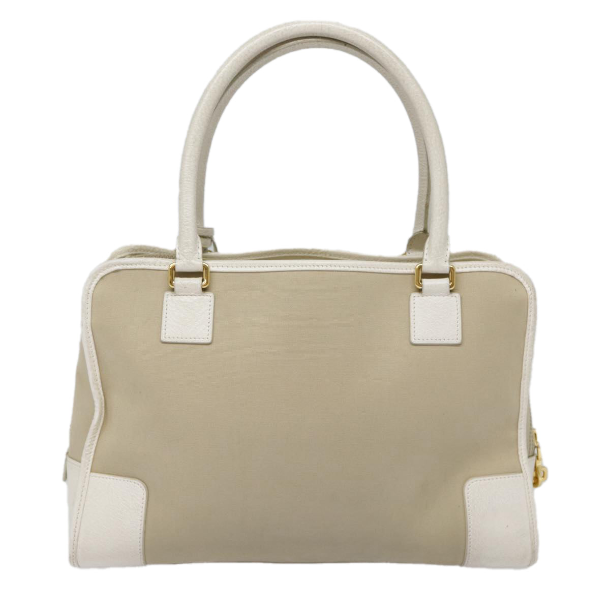 LOEWE Anagram Hand Bag Canvas Beige Gold Auth 88659 - 0