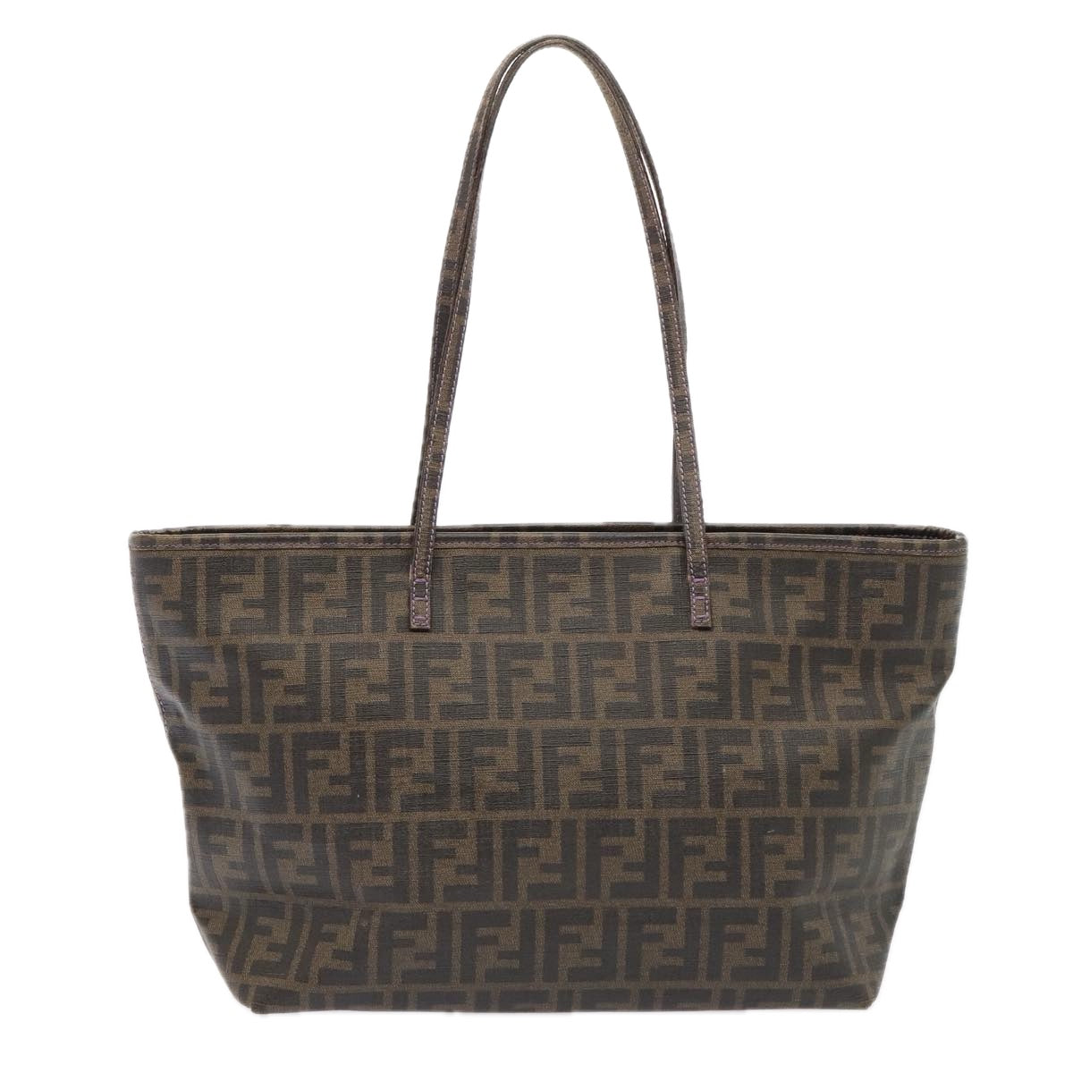 FENDI Zucca Canvas Tote Bag Brown Black Auth 88673