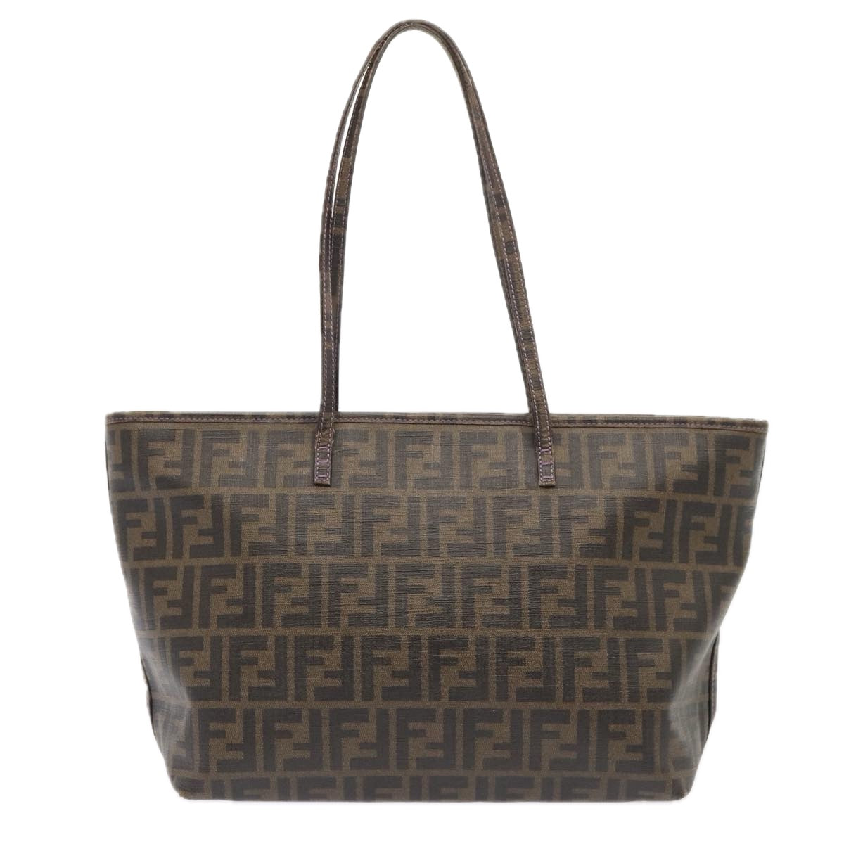 FENDI Zucca Canvas Tote Bag Brown Black Auth 88673