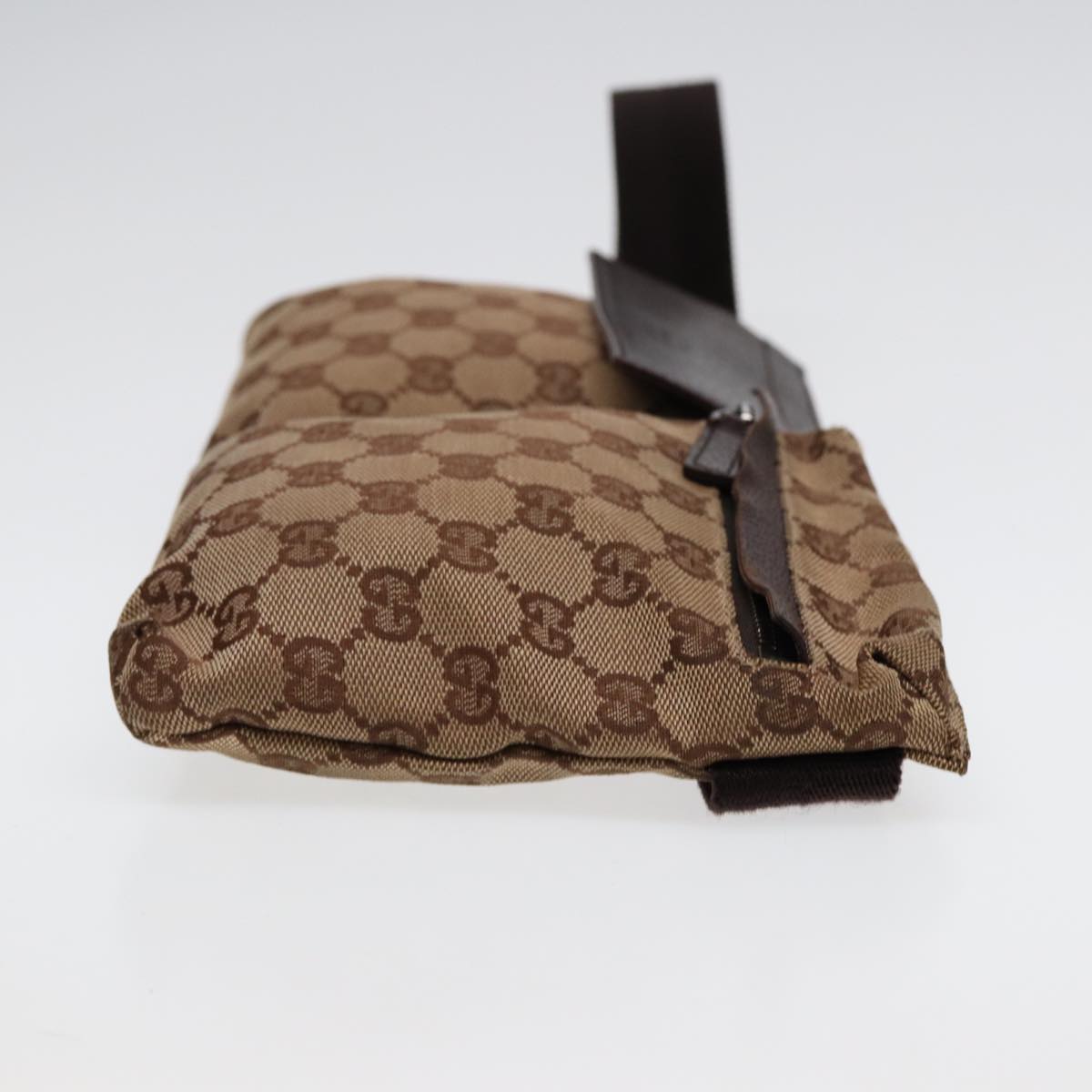 GUCCI GG Canvas Waist bag Beige Brown Silver 28566 Auth 88696