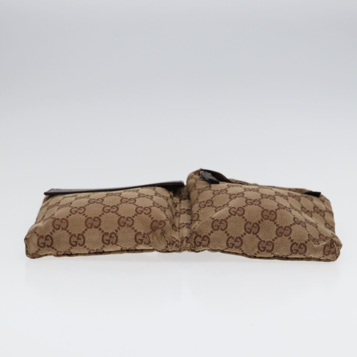 GUCCI GG Canvas Waist bag Beige Brown Silver 28566 Auth 88696