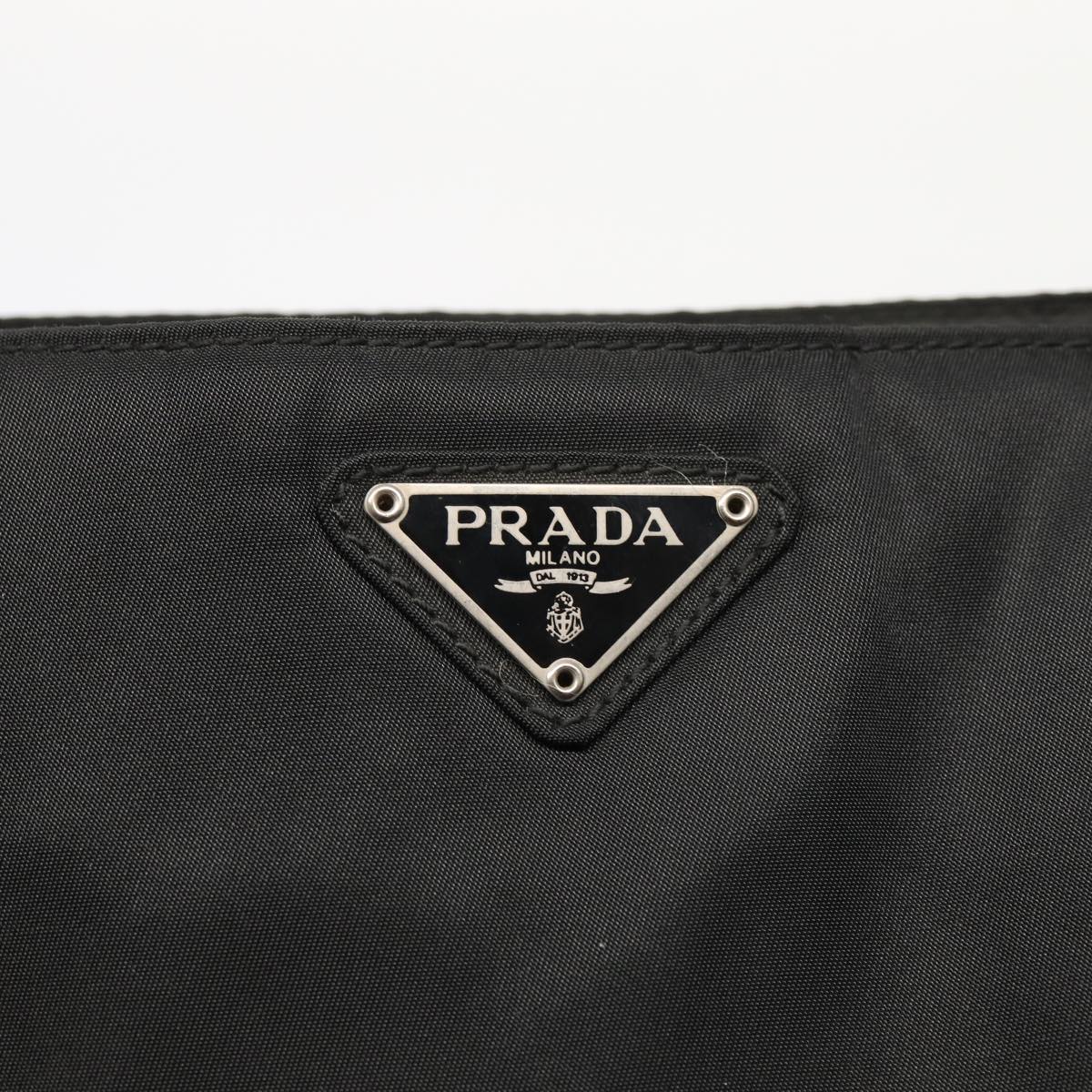 PRADA Shoulder Bag Nylon Black Silver Auth 88698