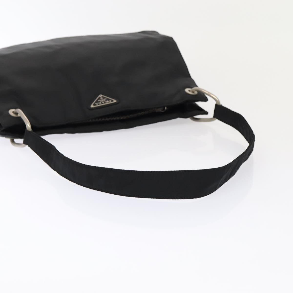 PRADA Shoulder Bag Nylon Black Silver Auth 88698