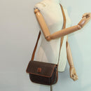 CELINE Macadam Canvas Shoulder Bag PVC Leather Brown Gold Auth 88717-24