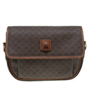 CELINE Macadam Canvas Shoulder Bag PVC Leather Brown Gold Auth 88717-13