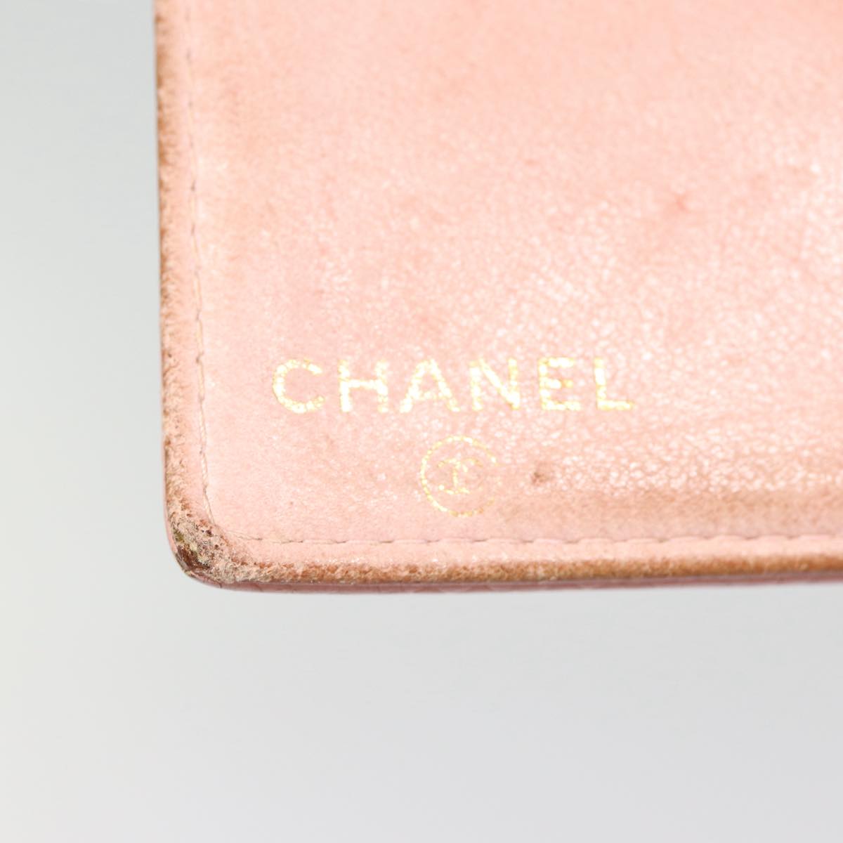 CHANEL COCO Mark Wallet Caviar Skin Pink Gold CC Auth 88731