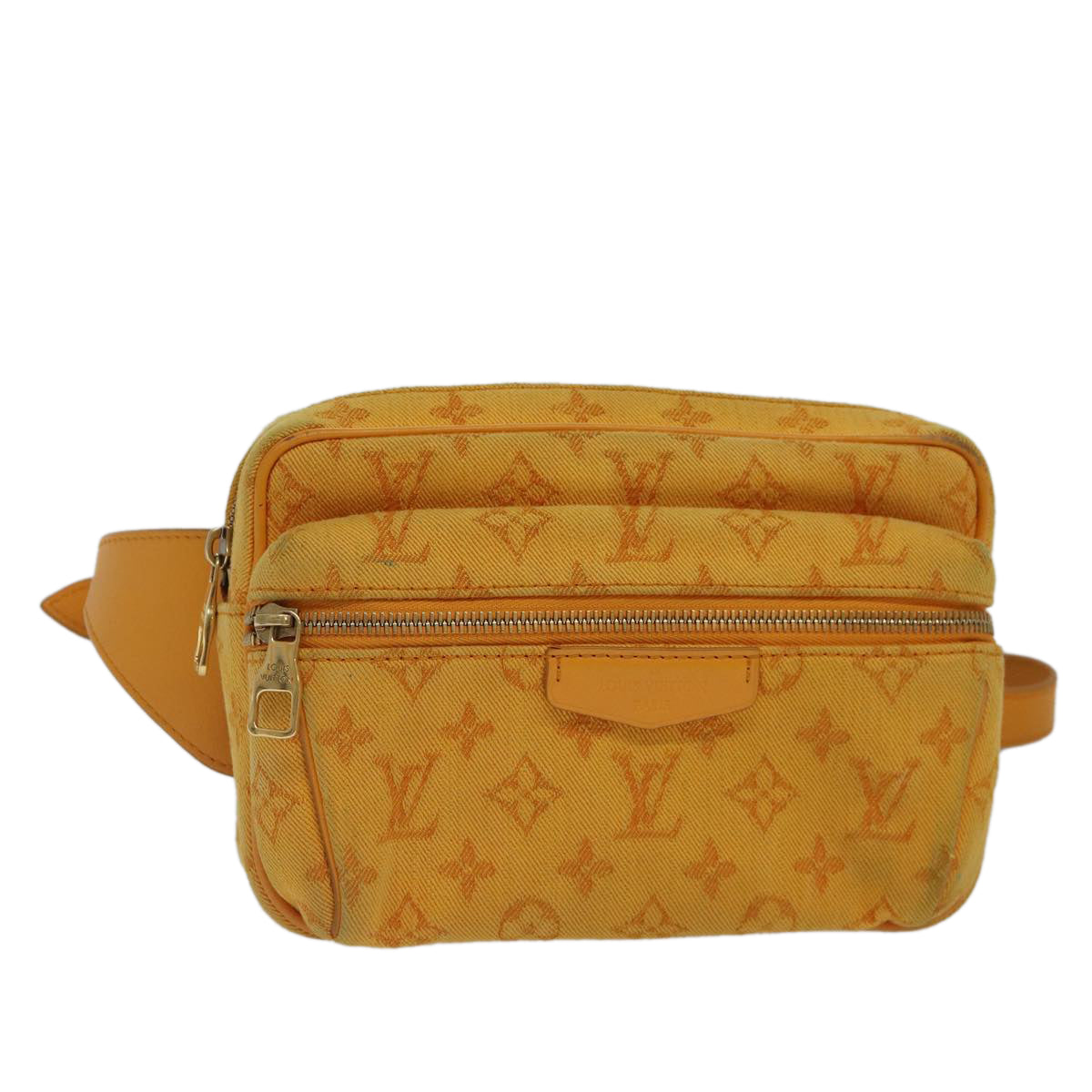 LOUIS VUITTON Monogram Denim Bum BagOutdoor Waist bag Yellow M44623 Auth 88743