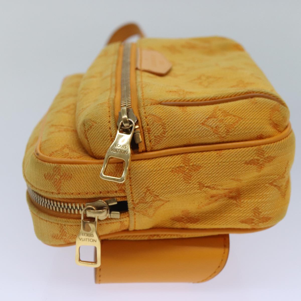 LOUIS VUITTON Monogram Denim Bum BagOutdoor Waist bag Yellow M44623 Auth 88743