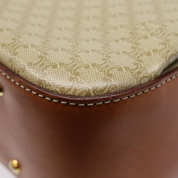 CELINE Macadam Canvas Handtasche Beige Gold Auth 88751