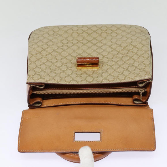 CELINE Macadam Canvas Handtasche Beige Gold Auth 88751